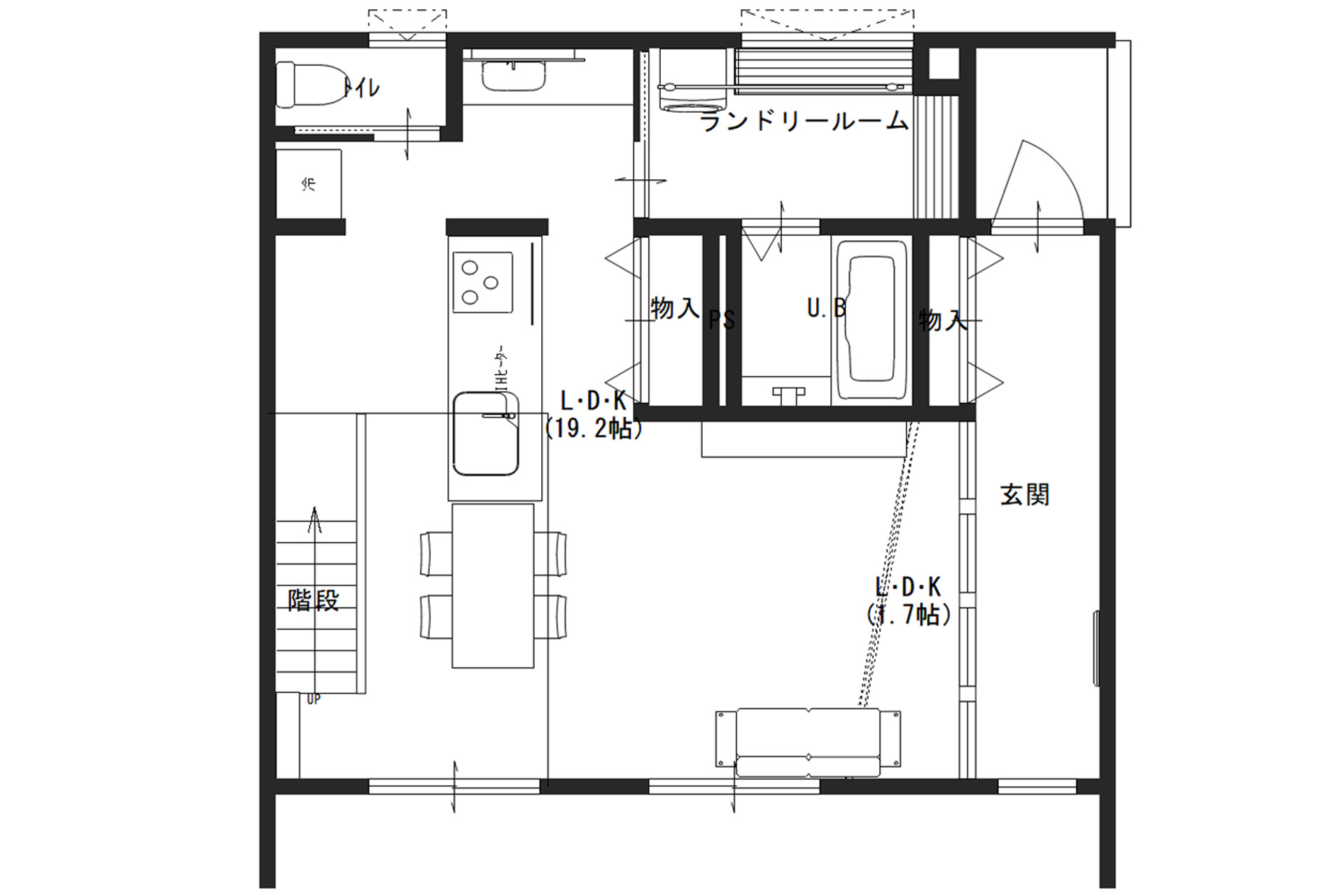 坊寺モデルハウスの1階間取り図