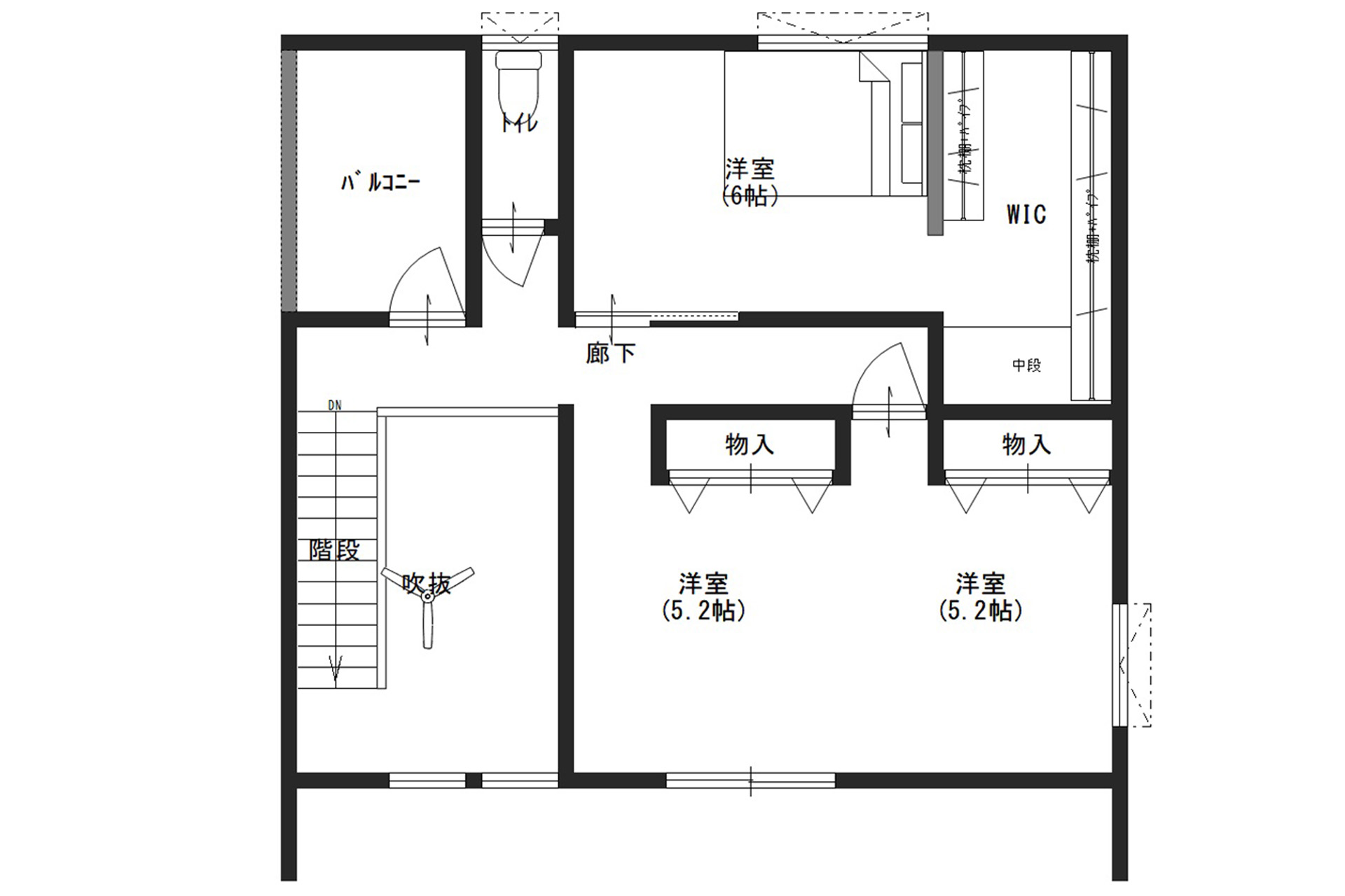 坊寺モデルハウスの2階間取り図
